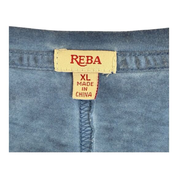 Reba Shift Dress Size Extra Large Blue Cotton Cap Short Sleeves Scoop Neck - Picture 3 of 8